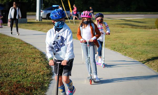 Students walk to school